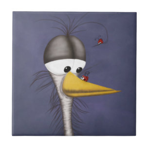 Funny Egret Cartoon Tegeltje