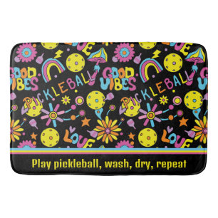 Funny (eigen) tekst, Groovy, retro 90, zwart Badmat