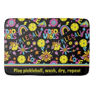 Funny (eigen) tekst, Groovy, retro 90, zwart Badmat