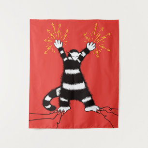 Funny Electric Cat Character High Voltage Wandkleed