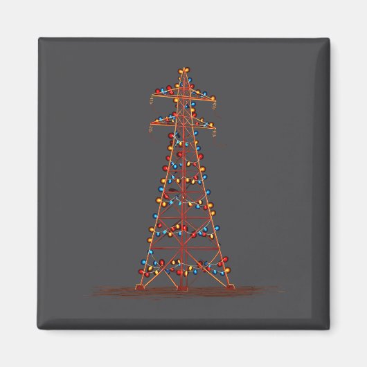 Funny Electric Pylon Christmas Graphics Lights Lov Magneet (Voorkant)