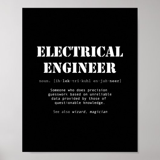Funny Electrical Engineer Definition Gift Poster (Voorkant)