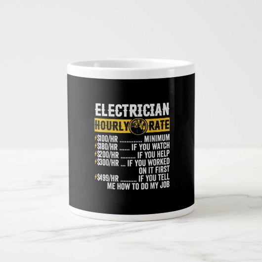 Funny Electricia Apparel, Mannen met een uurtarief Extra Grote Beker (Voorkant)