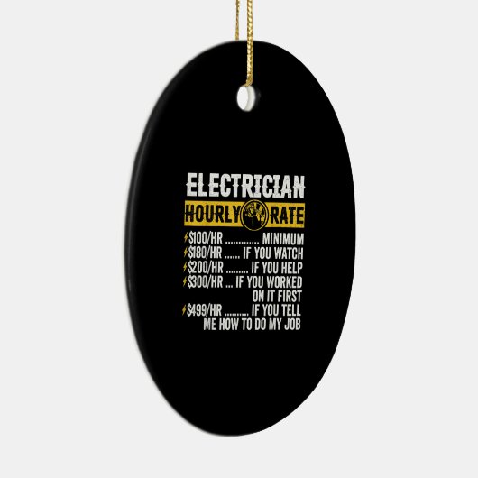 Funny Electricia Apparel, Mannen met een uurtarief Keramisch Ornament (Rechts)