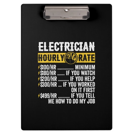 Funny Electricia Apparel, Mannen met een uurtarief Klembord (Voorkant)
