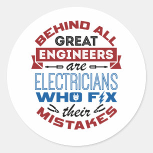 Funny Electricia Fix Mistakes Sarcastisch Gezegde Ronde Sticker