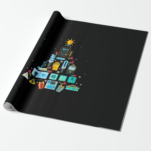 Funny Electricia kerstboom Cadeaupapier (Uitgerold)