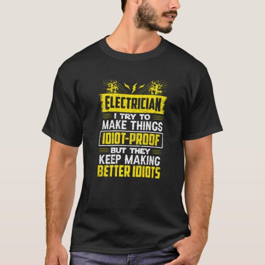 Funny Electricia Mannen Papa Lineman Electronics T-shirt (Voorkant)