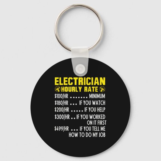 Funny Electrician Hourly Rate Pricing Chart  Sleutelhanger (Voorkant)