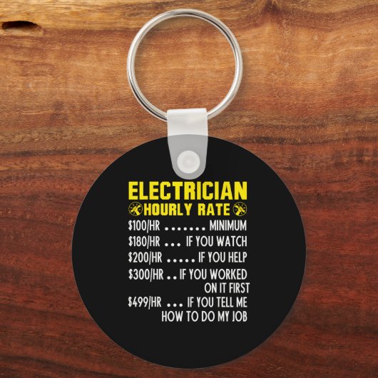Funny Electrician Hourly Rate Pricing Chart  Sleutelhanger (Voorkant)