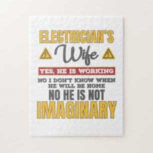 Funny Electricians Wife Gift Ja Hij werkt Gift Legpuzzel