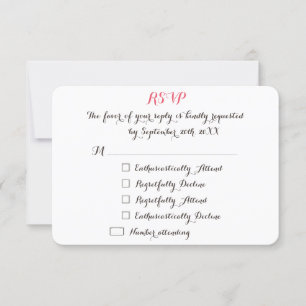 Funny Elegant Custom Wedding RSVP Invitation Kaart