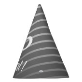 Funny Elegant Grey Stripe Pattern Man 60 Birthday Feesthoedjes (Rechts)