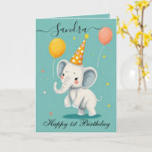 Funny Elephant Bonne Carte d'anniversaire (Fleur jaune)