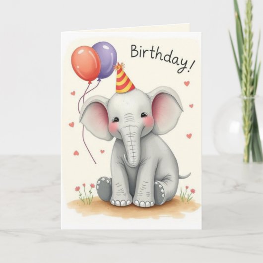 Funny Elephant Bonne Carte d'anniversaire (Devant)