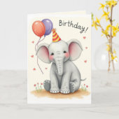 Funny Elephant Bonne Carte d'anniversaire (Fleur jaune)