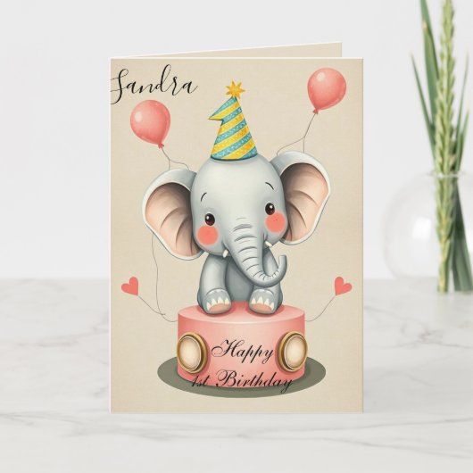 Funny Elephant Bonne Carte d'anniversaire (Devant)