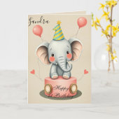 Funny Elephant Bonne Carte d'anniversaire (Fleur jaune)