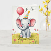 Funny Elephant Bonne Carte d'anniversaire (Fleur jaune)
