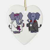 Funny Elephant Bride and Groom Wedding Design Keramisch Ornament (Rechts)