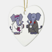 Funny Elephant Bride and Groom Wedding Design Keramisch Ornament (Links)