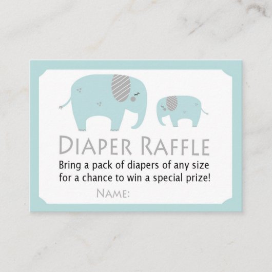 Funny Elephant Diaper Raffle Tickets (Voorkant)