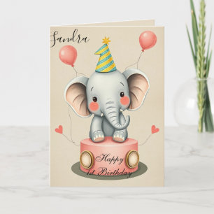 Funny Elephant Happy Birthday Kaart