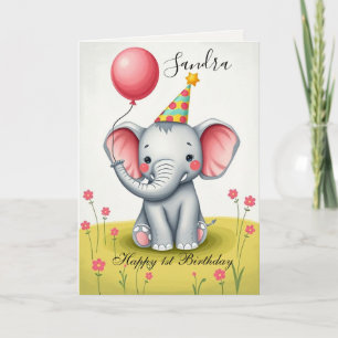 Funny Elephant Happy Birthday Kaart