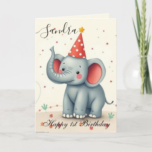 Funny Elephant Happy Birthday Kaart (Voorkant)