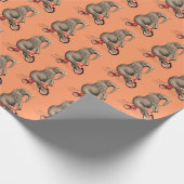 Funny Elephant Rides a Tricycle Cadeaupapier (Hoek)