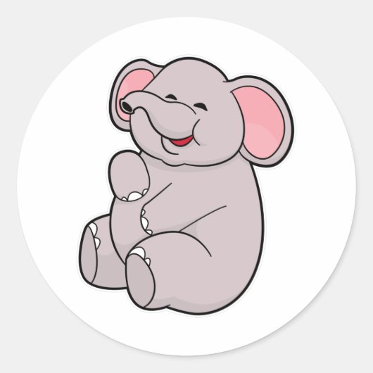 Funny Elephant Ronde Sticker (Voorkant)
