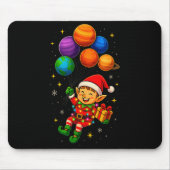 Funny Elf Astronaut With Planets Christmas Pjs For Muismat (Voorkant)
