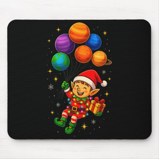 Funny Elf Astronaut With Planets Christmas Pjs For Muismat (Voorkant)