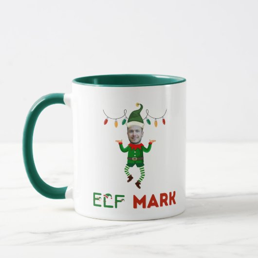 Funny elf coffee mug with your customizable face (Gauche)