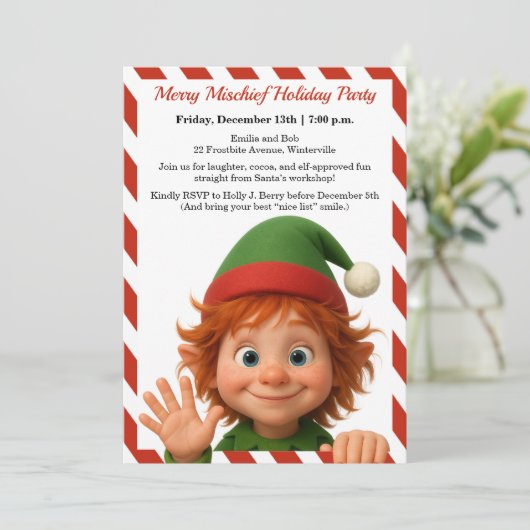 Funny Elf Faces | North Pole Fun Christmas Party Kaart (Staand voorkant)