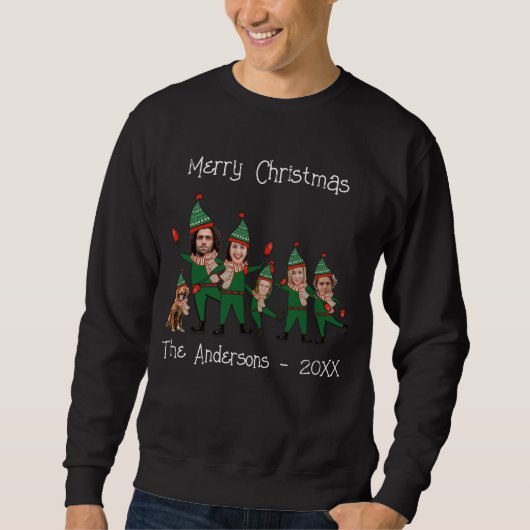 Funny Elf Familie met Dog Ugly KerstSweater Trui (Voorkant)