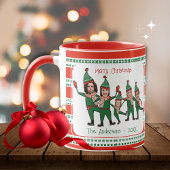 Funny Elf Familie van Vijf Foto Rood Kerst Mok