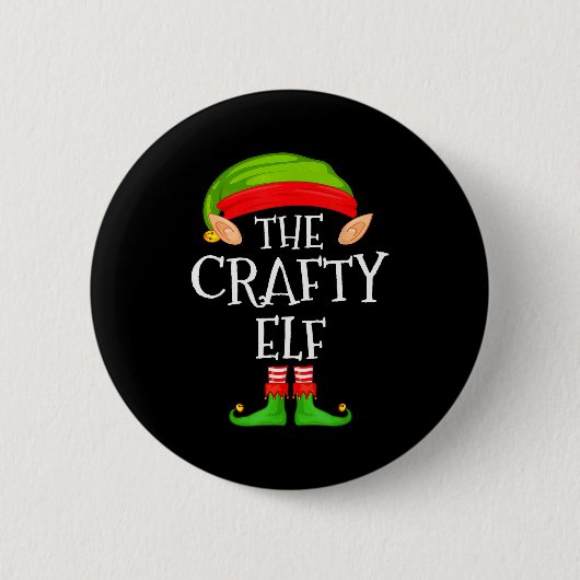 Funny Elf Family Christmas Crafty Elf Sweater Matc Ronde Button 5,7 Cm (Voorkant)
