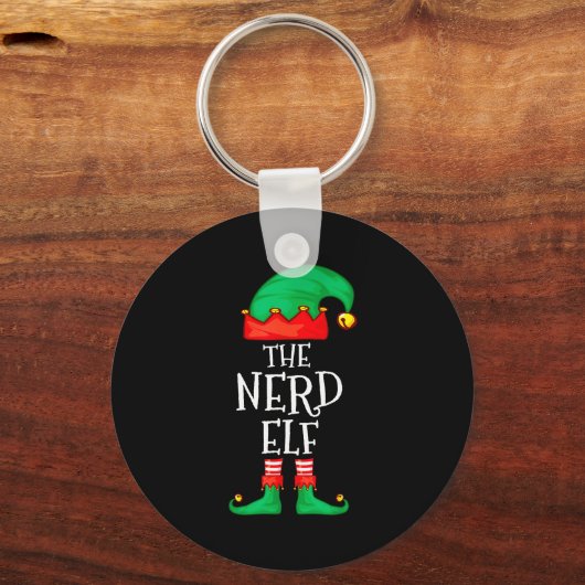 Funny Elf Family Christmas The Nerd Elf Sweater Me Sleutelhanger (Voorkant)