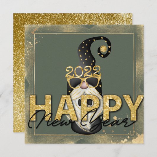 Funny Elf Gold Glitter Custom Script Flat Feestdagenkaart (Voorkant / Achterkant)