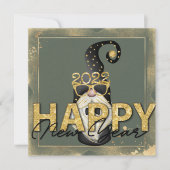 Funny Elf Gold Glitter Custom Script Flat Feestdagenkaart (Voorkant)