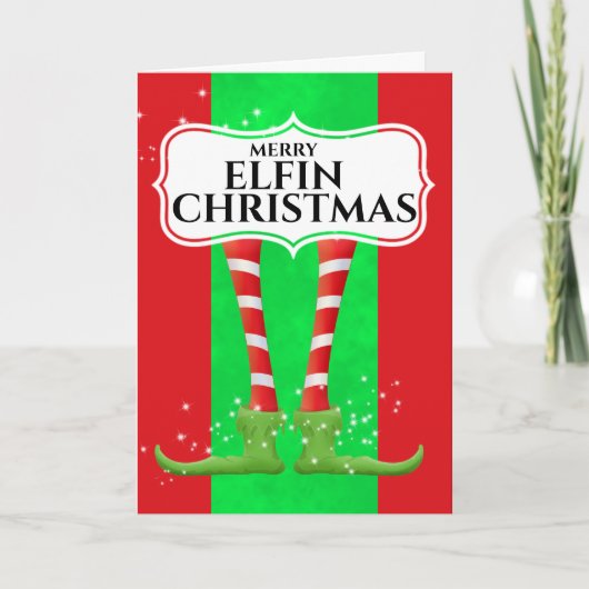 Funny elf humor vrome elfin kerstade kaart (Voorkant)