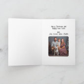 Funny Elf jumping on Airplane & Photo Custom Xmas Kaart (Binnen)