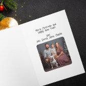 Funny Elf jumping on Airplane & Photo Custom Xmas Kaart