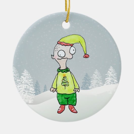 Funny Elf Keramisch Ornament (Voorkant)
