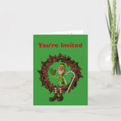 Funny Elf kerstfeestdag uitnodiging (Voorkant)