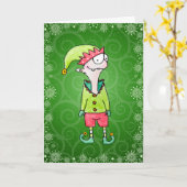 Funny Elf-kerstkaart Kaart (Gele Bloem)