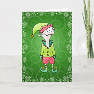 Funny Elf-kerstkaart Kaart