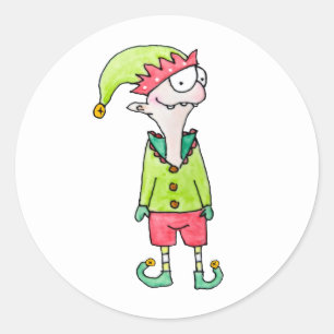 Funny Elf Kerstmis Classic Round Sticker
