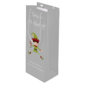 Funny Elf Kerstmis met wijn Cadeautas (Voorkant Gekanteld)